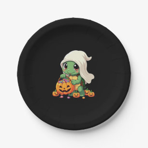 Cute Halloween Turtle Ghost with Candy (3) Paper Plate