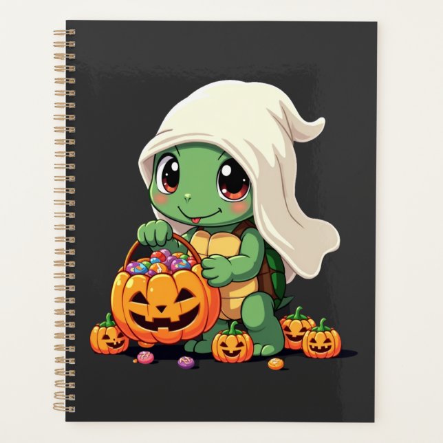 Cute Halloween Turtle Ghost with Candy (3) Planner (Front)