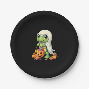 Cute Halloween Turtle Ghost with Candy (4) Paper Plate