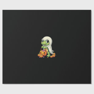 Cute Halloween Turtle Ghost with Candy (4) Wrapping Paper