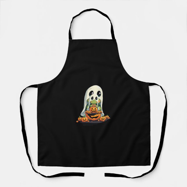 Cute Halloween Turtle Ghost with Candy (5) Apron (Front)