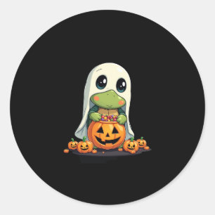 Cute Halloween Turtle Ghost with Candy (5) Classic Round Sticker