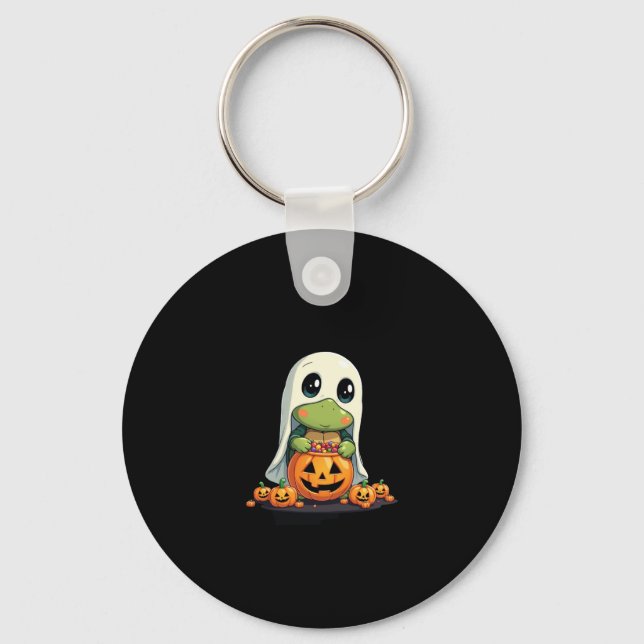 Cute Halloween Turtle Ghost with Candy (5) Key Ring (Front)
