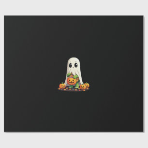 Cute Halloween Turtle Ghost with Candy (6) Wrapping Paper