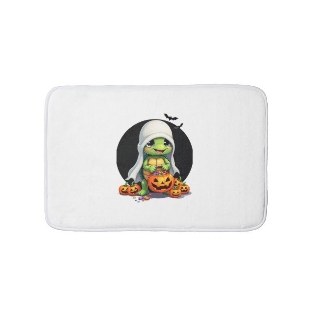 Cute Halloween Turtle Ghost with Candy (7) Bath Mat (Front)