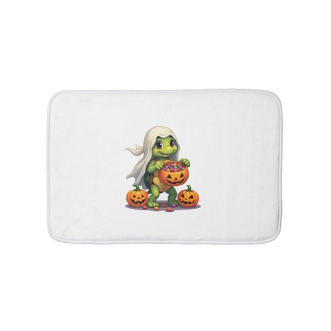 Cute Halloween Turtle Ghost with Candy (8) Bath Mat (Front)