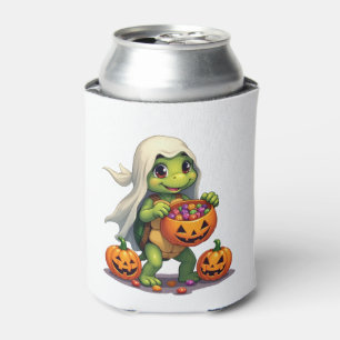 Cute Halloween Turtle Ghost with Candy (8) Can Cooler