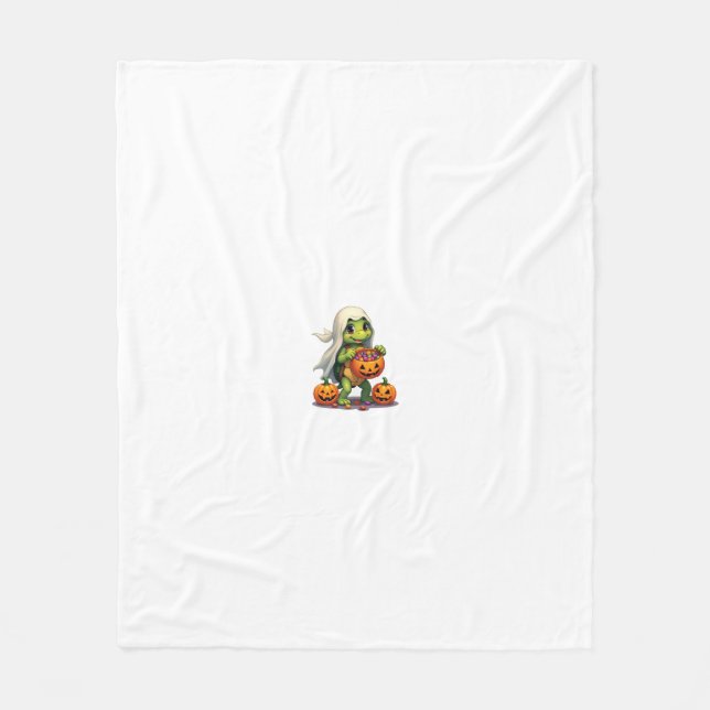 Cute Halloween Turtle Ghost with Candy (8) Fleece Blanket (Front)