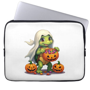 Cute Halloween Turtle Ghost with Candy (8) Laptop Sleeve