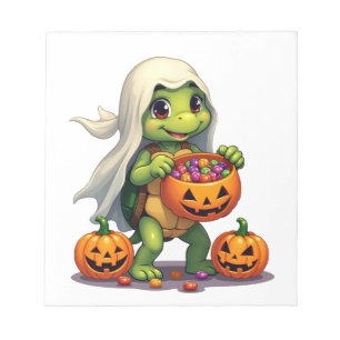 Cute Halloween Turtle Ghost with Candy (8) Notepad