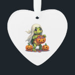 Cute Halloween Turtle Ghost with Candy (8) Ornament<br><div class="desc">Cute Halloween Turtle Ghost with Candy (8)</div>