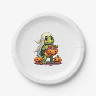 Cute Halloween Turtle Ghost with Candy (8) Paper Plate