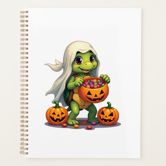 Cute Halloween Turtle Ghost with Candy (8) Planner (Front)