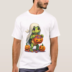 Cute Halloween Turtle Ghost with Candy (8) T-Shirt