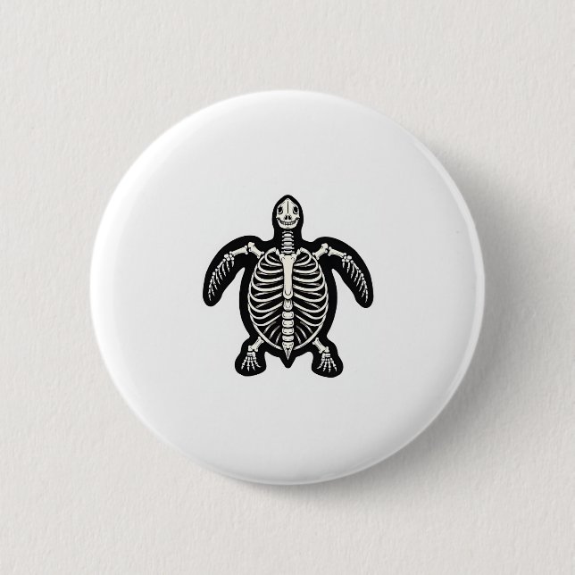 Cute Halloween Turtle Skeleton Tortoise Fossils Ar 6 Cm Round Badge (Front)