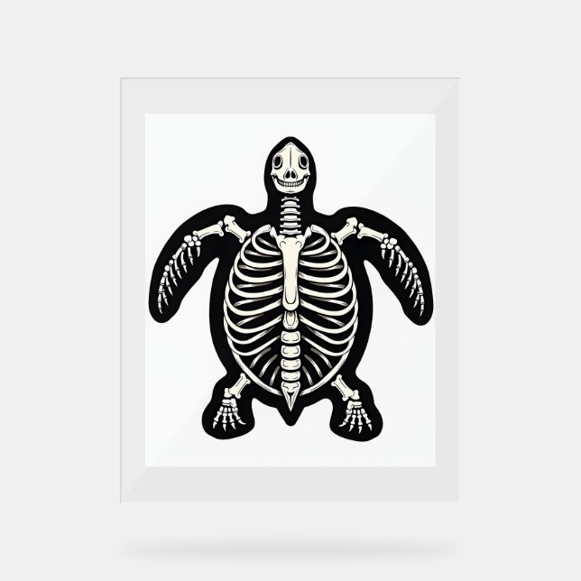 Cute Halloween Turtle Skeleton Tortoise Fossils Ar Acrylic Sign (Front)