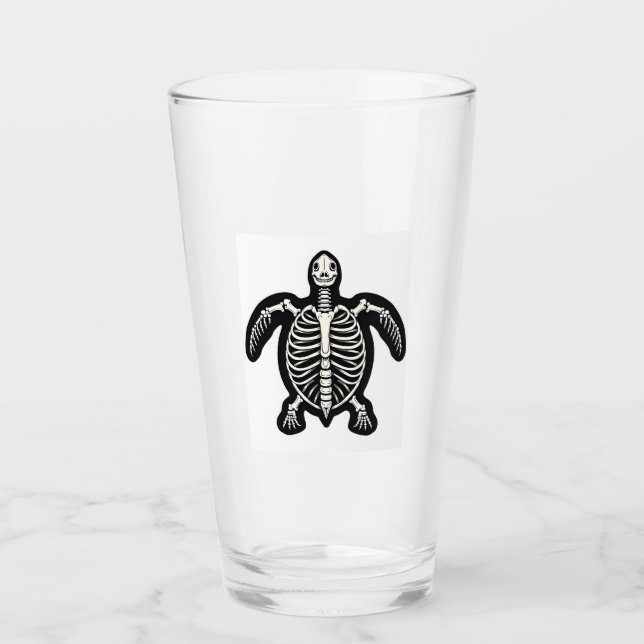 Cute Halloween Turtle Skeleton Tortoise Fossils Ar Glass (Front)