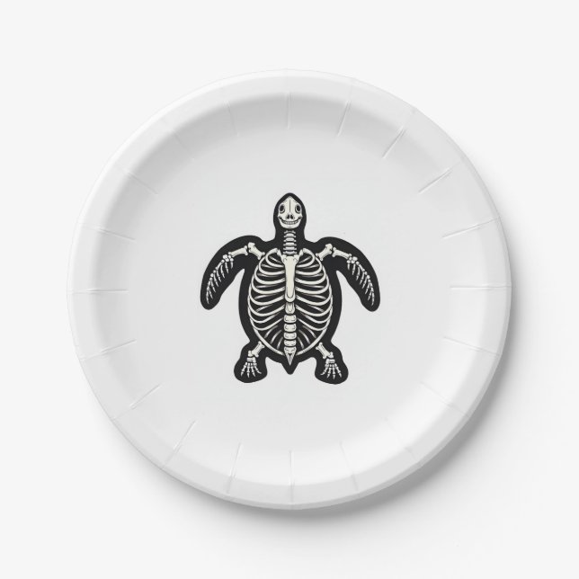 Cute Halloween Turtle Skeleton Tortoise Fossils Ar Paper Plate (Front)