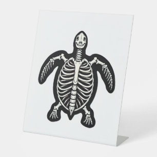 Cute Halloween Turtle Skeleton Tortoise Fossils Ar Pedestal Sign