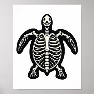 Cute Halloween Turtle Skeleton Tortoise Fossils Ar Poster