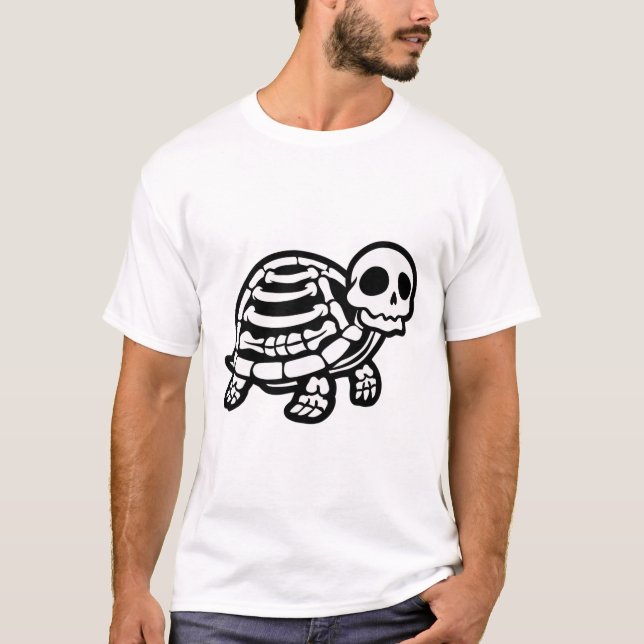 Cute Halloween Turtle Skeleton Tortoise Fossils Ar T-Shirt (Front)