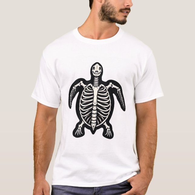 Cute Halloween Turtle Skeleton Tortoise Fossils Ar T-Shirt (Front)