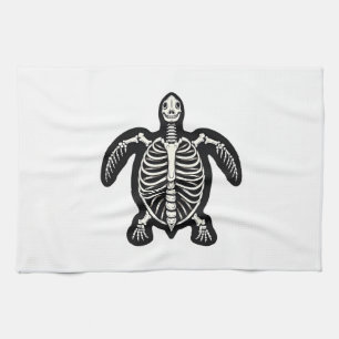 Cute Halloween Turtle Skeleton Tortoise Fossils Ar Tea Towel