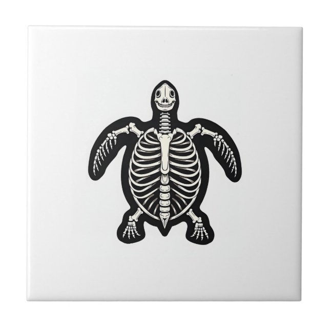Cute Halloween Turtle Skeleton Tortoise Fossils Ar Tile (Front)