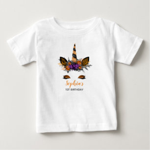 Cute Halloween Unicorn Orang Girl's First Birthday Baby T-Shirt