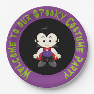 Cute Halloween Vampire Boy Halloween Party Paper Plate