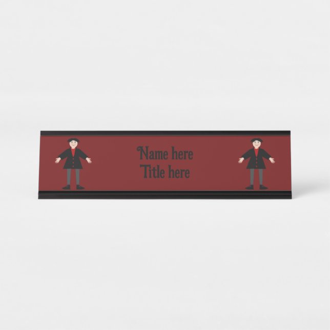 Cute Halloween Vampire Custom Desk Name Plate (Front)