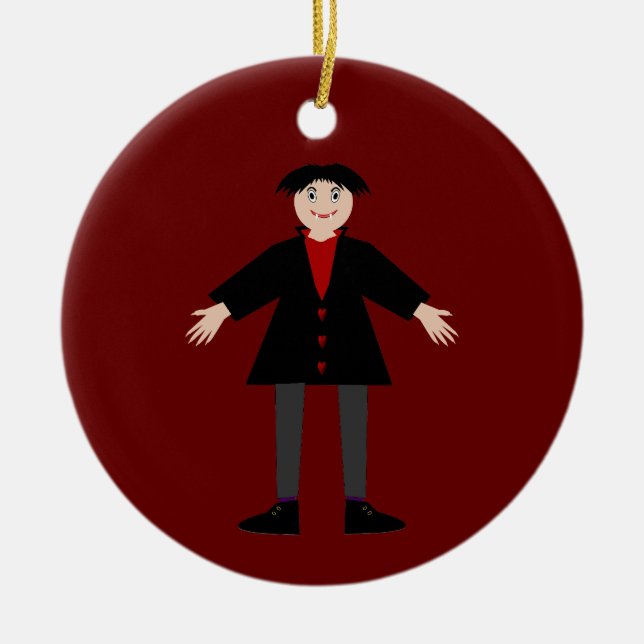 Cute Halloween Vampire Custom Name Ceramic Tree Decoration (Front)