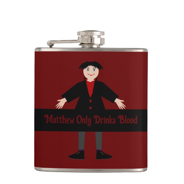 Cute Halloween Vampire Funny Custom Hip Flask (Front)