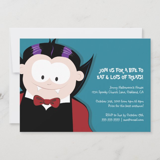 Cute Halloween Vampire | Kids Party Invitation (Front)