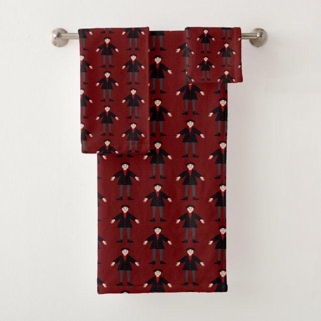 Cute Halloween Vampire Patterned Bath Towel Set (Insitu)