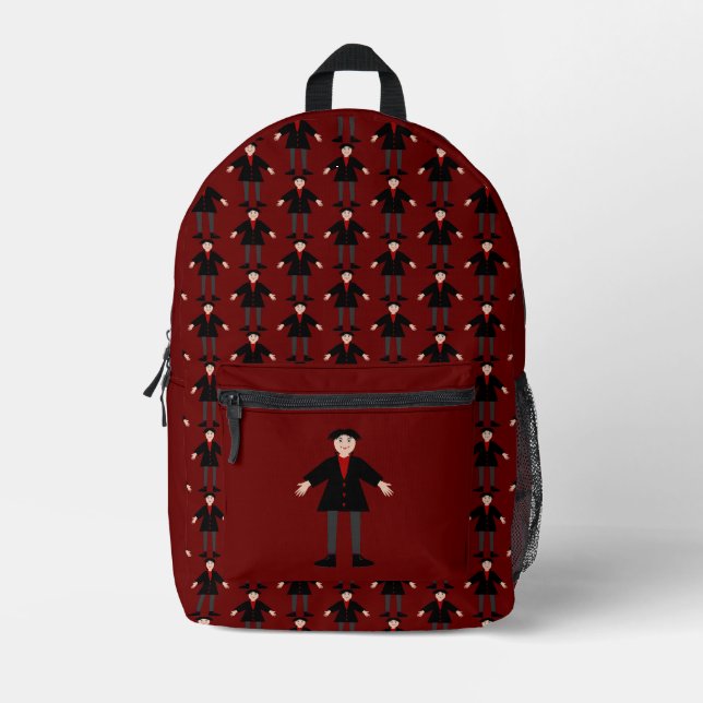 Cute Halloween Vampire Printed Backpack (Front)