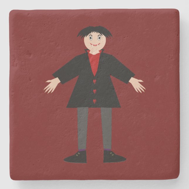 Cute Halloween Vampire Stone Coaster (Front)