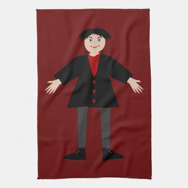 Cute Halloween Vampire Tea Towel (Vertical)