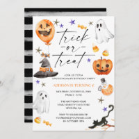 Cute Halloween Watercolor Birthday Party