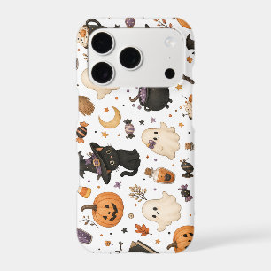 Cute Halloween Watercolor Pattern with Black Cats