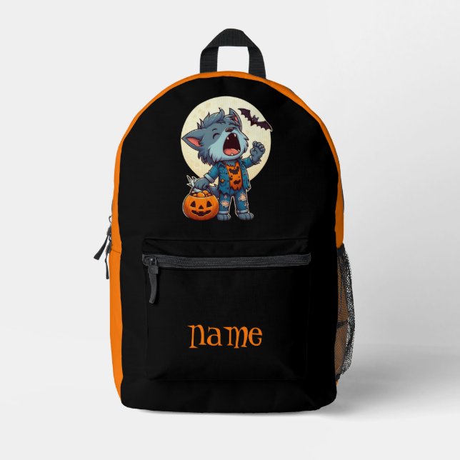 Cute, Halloween werewolf Printed Backpack (Front)