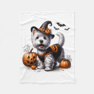 Cute Halloween Westie Tee West Terrier Dog Design Fleece Blanket