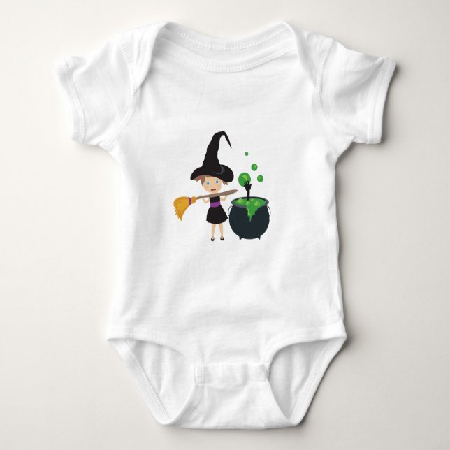 Cute Halloween Witch Baby Bodysuit (Front)