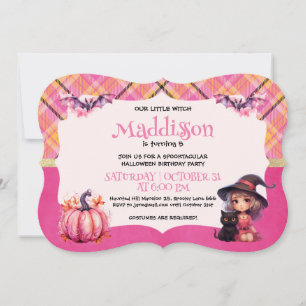 Cute Halloween Witch Birthday Party Invitation