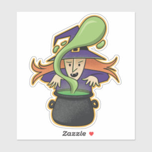 Cute Halloween Witch Casting Spell