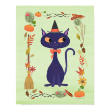 Cute Halloween Witch Cat Art Print