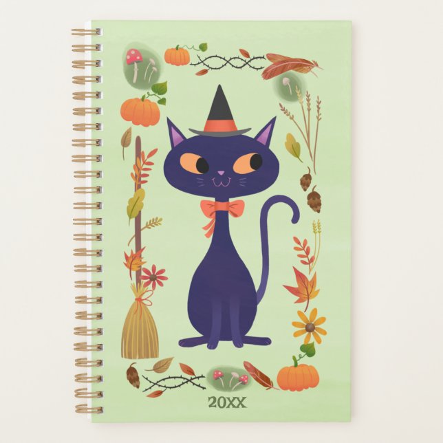 Cute Halloween Witch Cat Planner (Front)