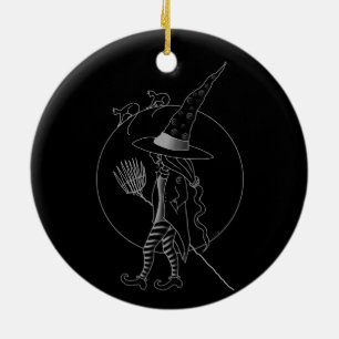 Cute Halloween Witch Ceramic Tree Decoration