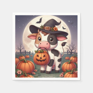 Cute Halloween witch cow Napkin