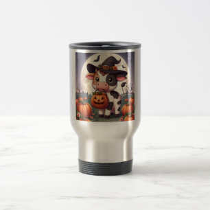 Cute Halloween witch cow Travel Mug